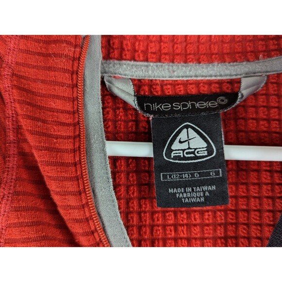 Nike ACG Sphere Waffle Texture Womens L Red Gray Half Zip Pullover Oregon Series - Picture 4 of 11